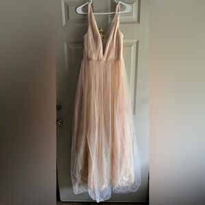 Peach with hold glitter formal dress